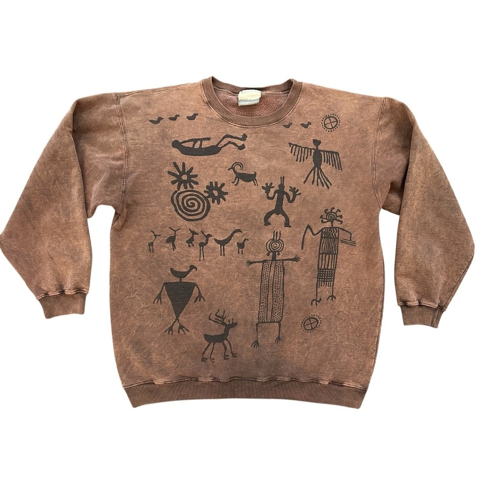 Vintage Coldwater Creek Sweatshirt Medium/L Southwest Petroglyphs Oversized Boxy